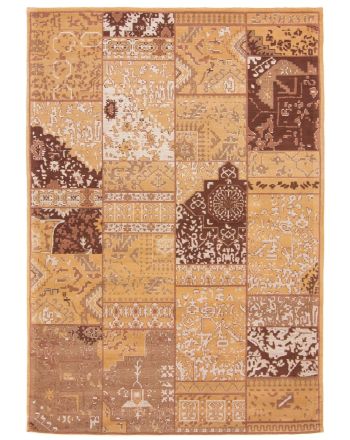 Alfombra de tejido Kilim Patchwork Sofi Marrón