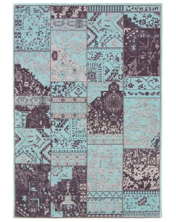 Alfombra de tejido Kilim Patchwork Sofi Azul