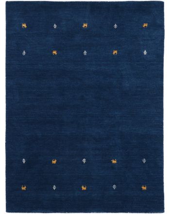 Alfombra de lana Gabbeh Uni Azul