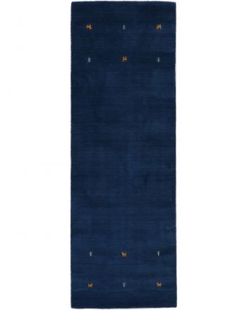 Alfombra de lana Gabbeh Uni pasillo Azul