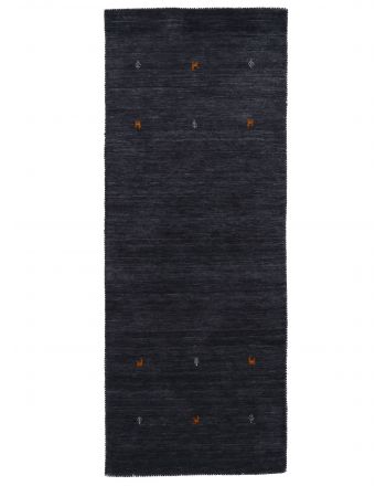 Alfombra de lana Gabbeh Uni pasillo Negro