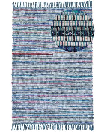 Alfombra de tejido Kilim Chindi Azul