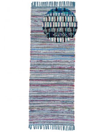 Alfombra de tejido Kilim Chindi pasillo Azul
