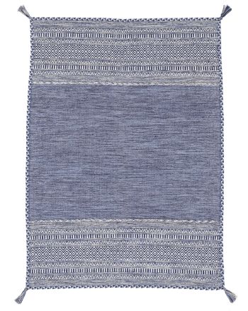 Alfombra de tejido Kilim Azizi Azul