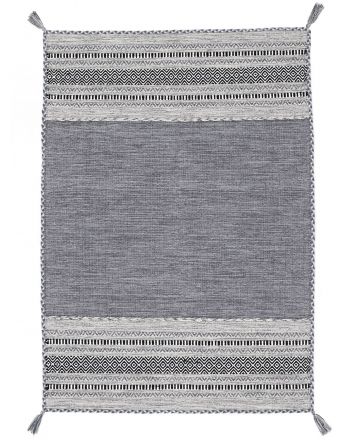 Alfombra de tejido Kilim Azizi Gris