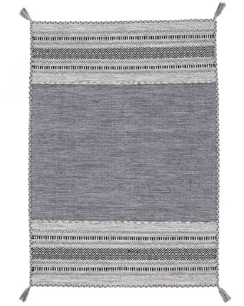 Alfombra de tejido Kilim Azizi Gris