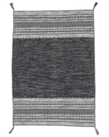 Alfombra de tejido Kilim Azizi Negro