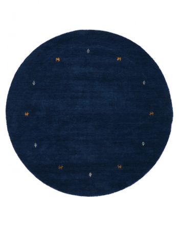 Alfombra de lana Gabbeh Uni redondo Azul