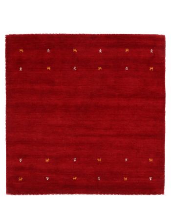Alfombra de lana Gabbeh Uni cuadrado Rojo