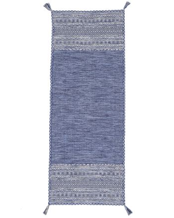 Alfombra de tejido Kilim Azizi pasillo Azul