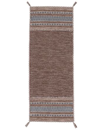 Alfombra de tejido Kilim Azizi pasillo Marrón