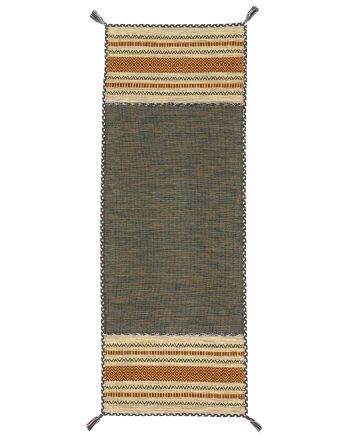 Alfombra de tejido Kilim Azizi pasillo Verde