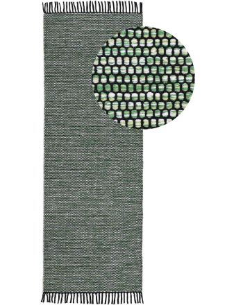 Alfombra de tejido Kilim Nadi pasillo Verde