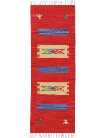 Alfombra de tejido Kilim Dodi pasillo Rojo