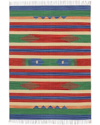 Alfombra de tejido Kilim Samia Verde