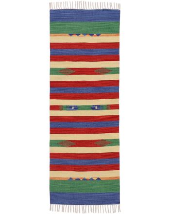 Alfombra de tejido Kilim Samia pasillo Verde