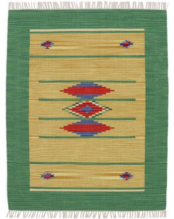 Alfombra de tejido Kilim Nilay Verde