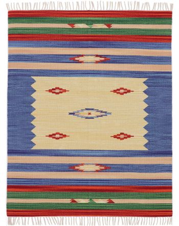 Alfombra de tejido Kilim Mira Azul