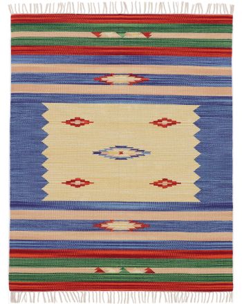 Alfombra de tejido Kilim Mira Azul