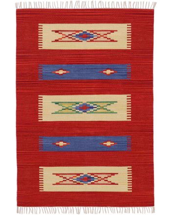 Alfombra de tejido Kilim Tara Rojo