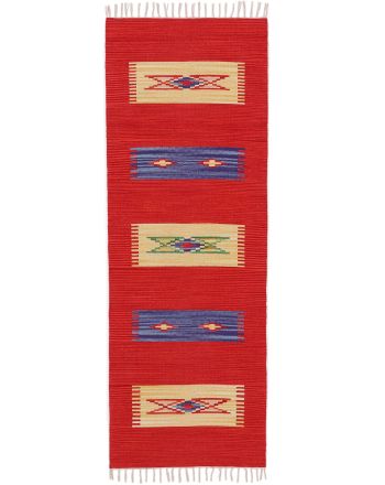 Alfombra de tejido Kilim Tara pasillo Rojo