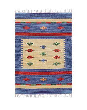 Alfombra de tejido Kilim Shiva Azul