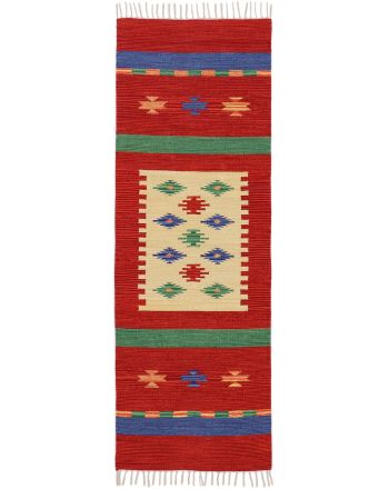 Alfombra de tejido Kilim Shiva pasillo Rojo