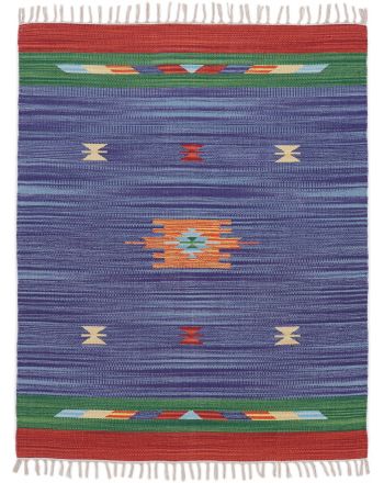 Alfombra de tejido Kilim Amal Azul