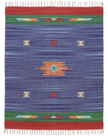 Alfombra de tejido Kilim Amal Azul