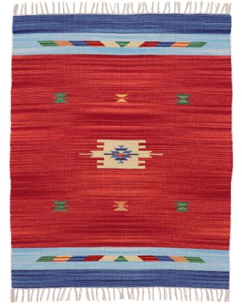 Alfombra de tejido Kilim Amal Rojo