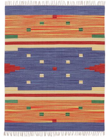 Alfombra de tejido Kilim Amar Azul