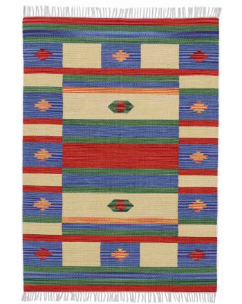 Alfombra de tejido Kilim Mirza Azul