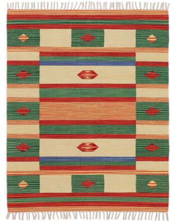 Alfombra de tejido Kilim Mirza Verde