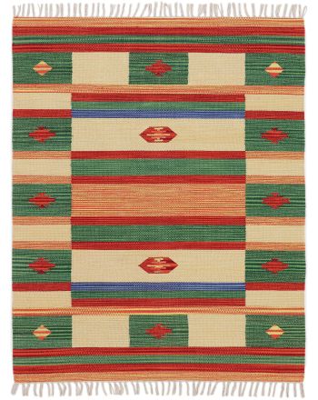 Alfombra de tejido Kilim Mirza Verde