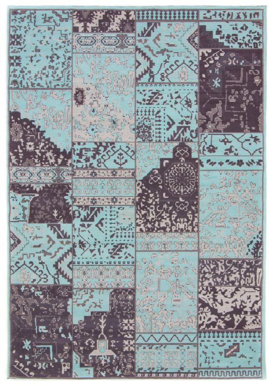 Alfombra de tejido Kilim Patchwork Sofi Azul