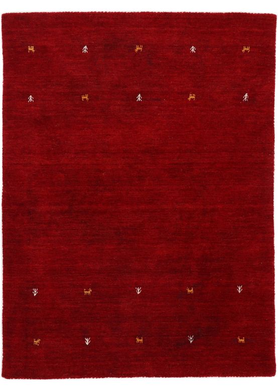 Alfombra de lana Gabbeh Uni Rojo