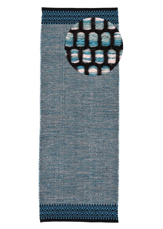 Alfombra de tejido Kilim Mia pasillo Azul