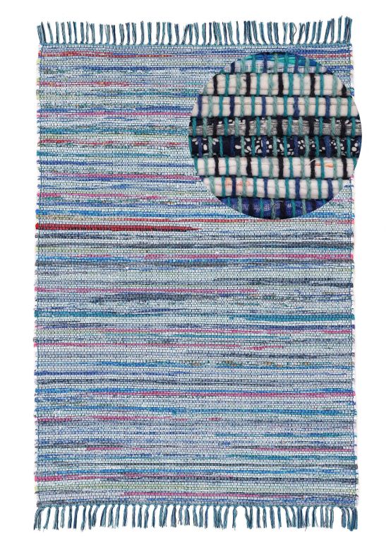 Alfombra de tejido Kilim Chindi Azul