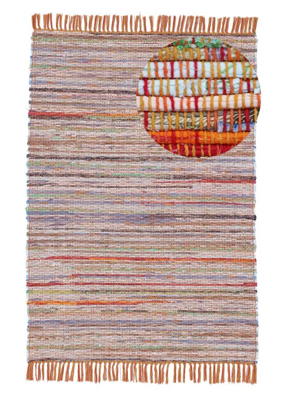 Alfombra de tejido Kilim Chindi Naranja