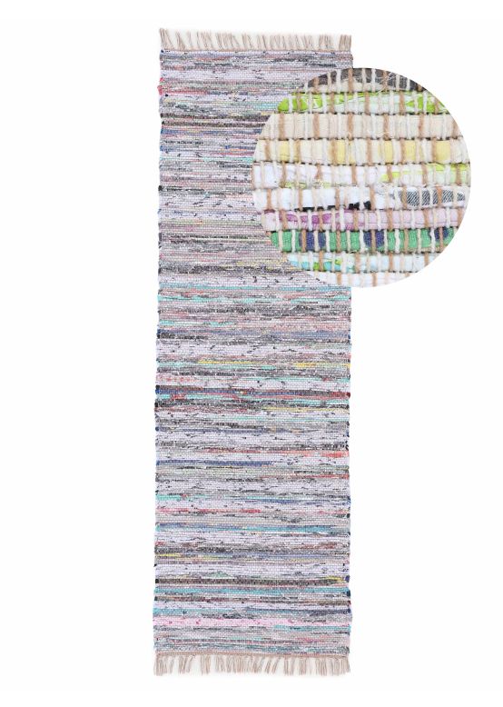 Alfombra de tejido Kilim Chindi pasillo Beige