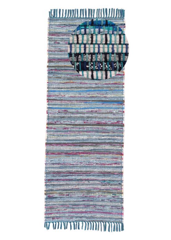 Alfombra de tejido Kilim Chindi pasillo Azul