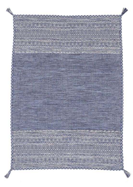 Alfombra de tejido Kilim Azizi Azul