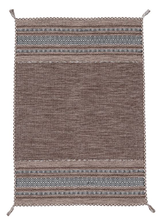 Alfombra de tejido Kilim Azizi Marrón