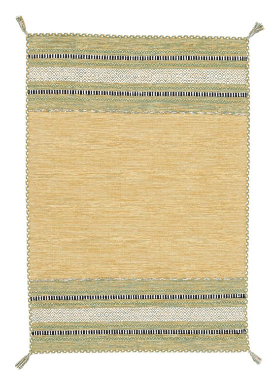 Alfombra de tejido Kilim Azizi Amarillo