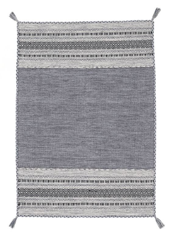 Alfombra de tejido Kilim Azizi Gris