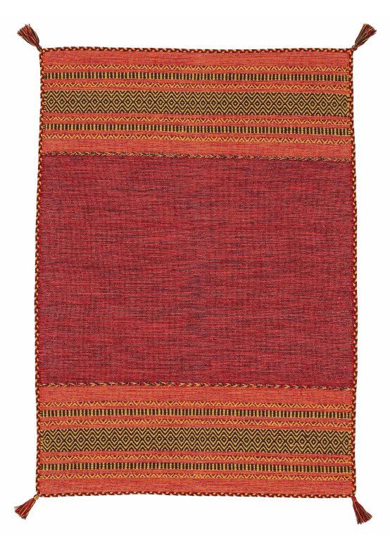 Alfombra de tejido Kilim Azizi Rojo