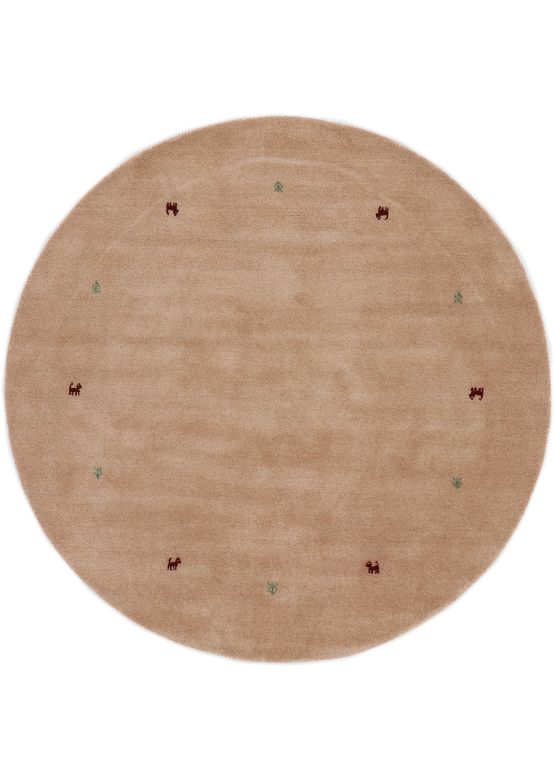 Alfombra de lana Gabbeh Uni redondo Beige