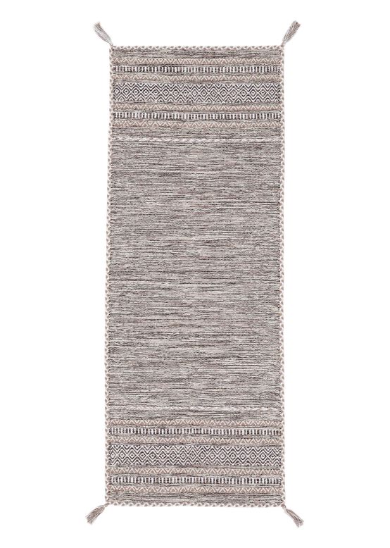 Alfombra de tejido Kilim Azizi pasillo Beige