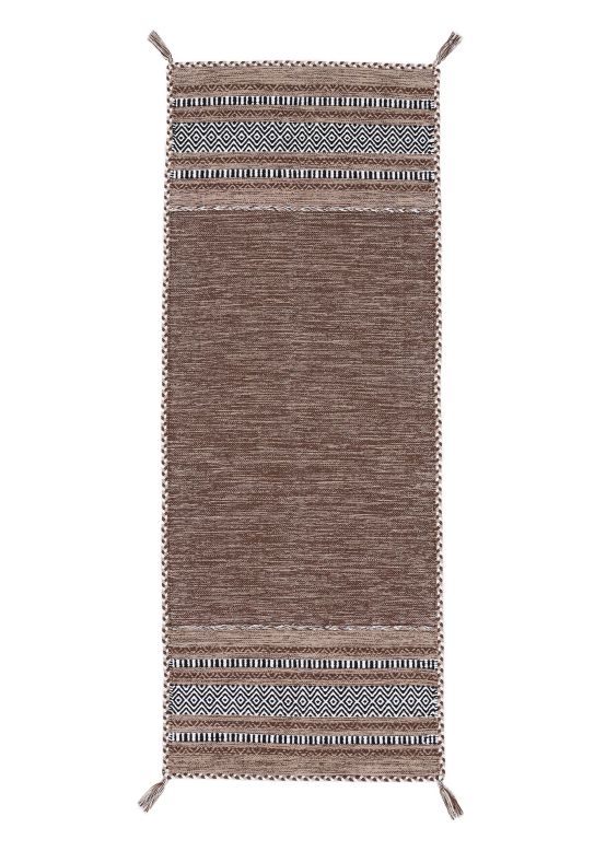 Alfombra de tejido Kilim Azizi pasillo Marrón