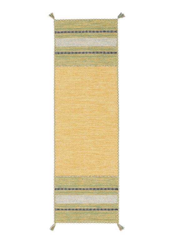 Alfombra de tejido Kilim Azizi pasillo Amarillo